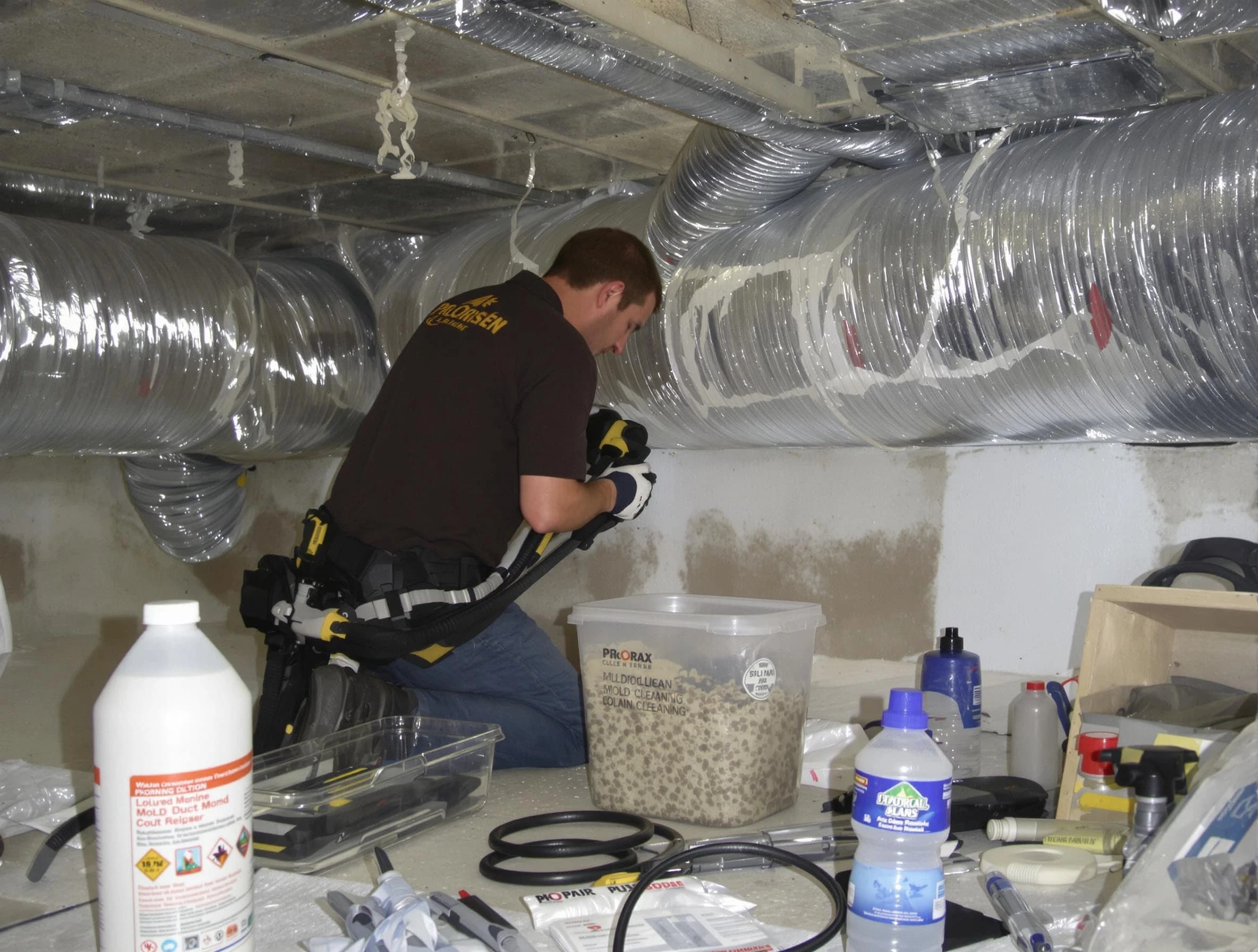 Harrison Air Duct Cleaning specialist performing professional mold removal from air ducts in Harrison