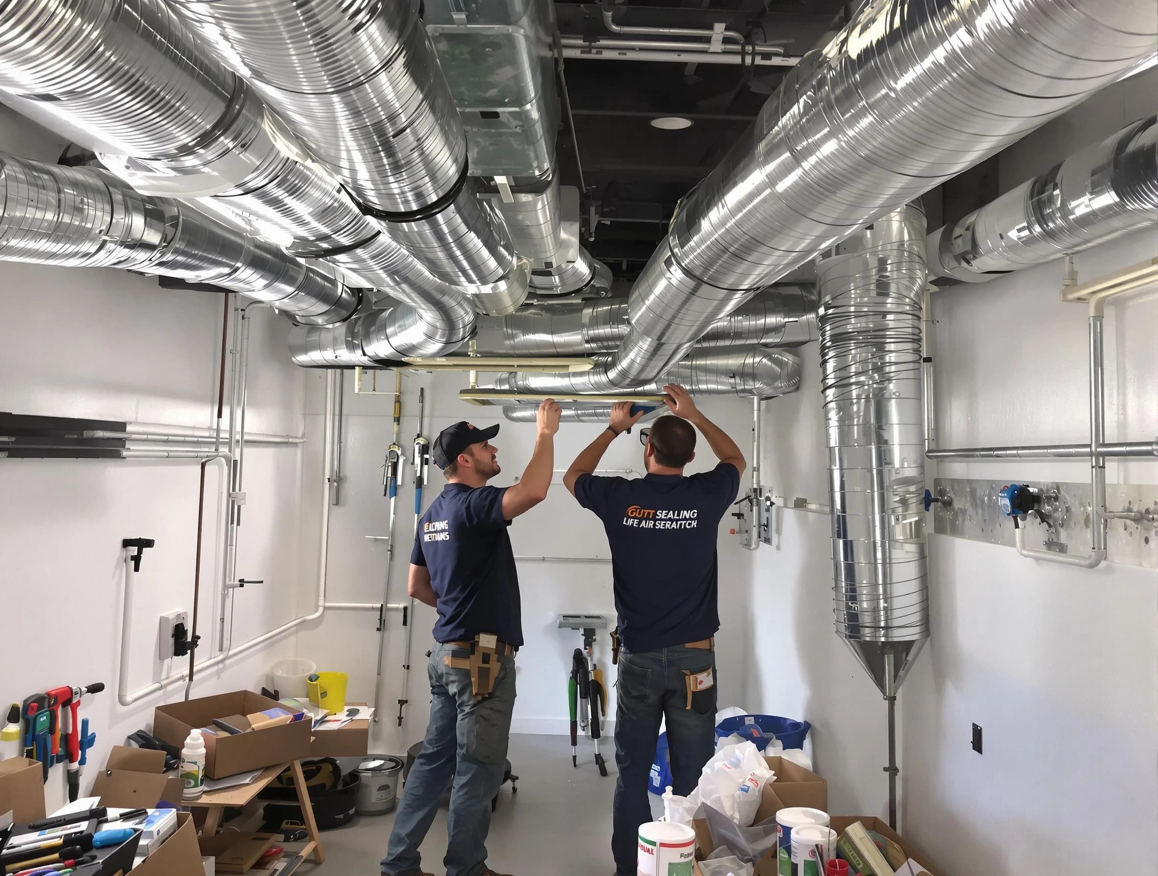 Harrison Air Duct Cleaning technician applying professional duct sealing solutions in Harrison