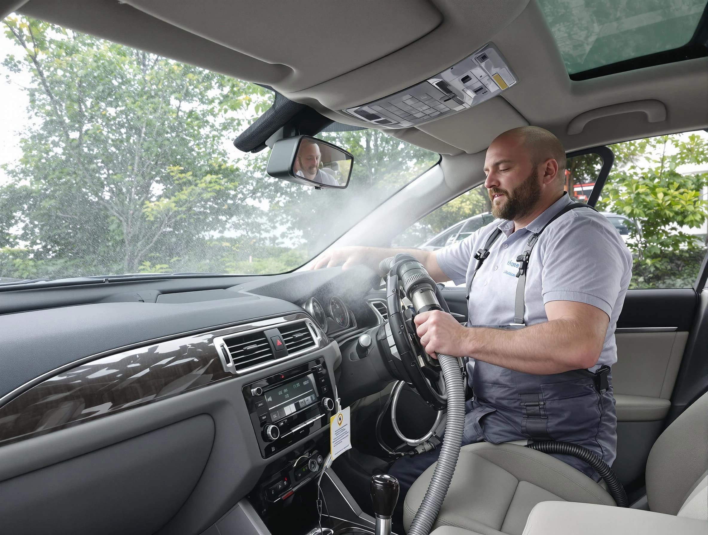 Harrison Air Duct Cleaning specialist performing professional car duct cleaning in Harrison