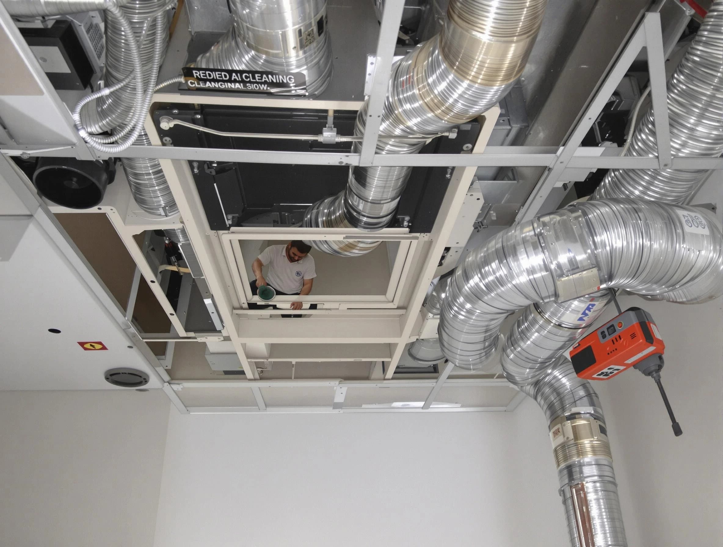 Harrison Air Duct Cleaning technician performing detailed central duct system cleaning in Harrison
