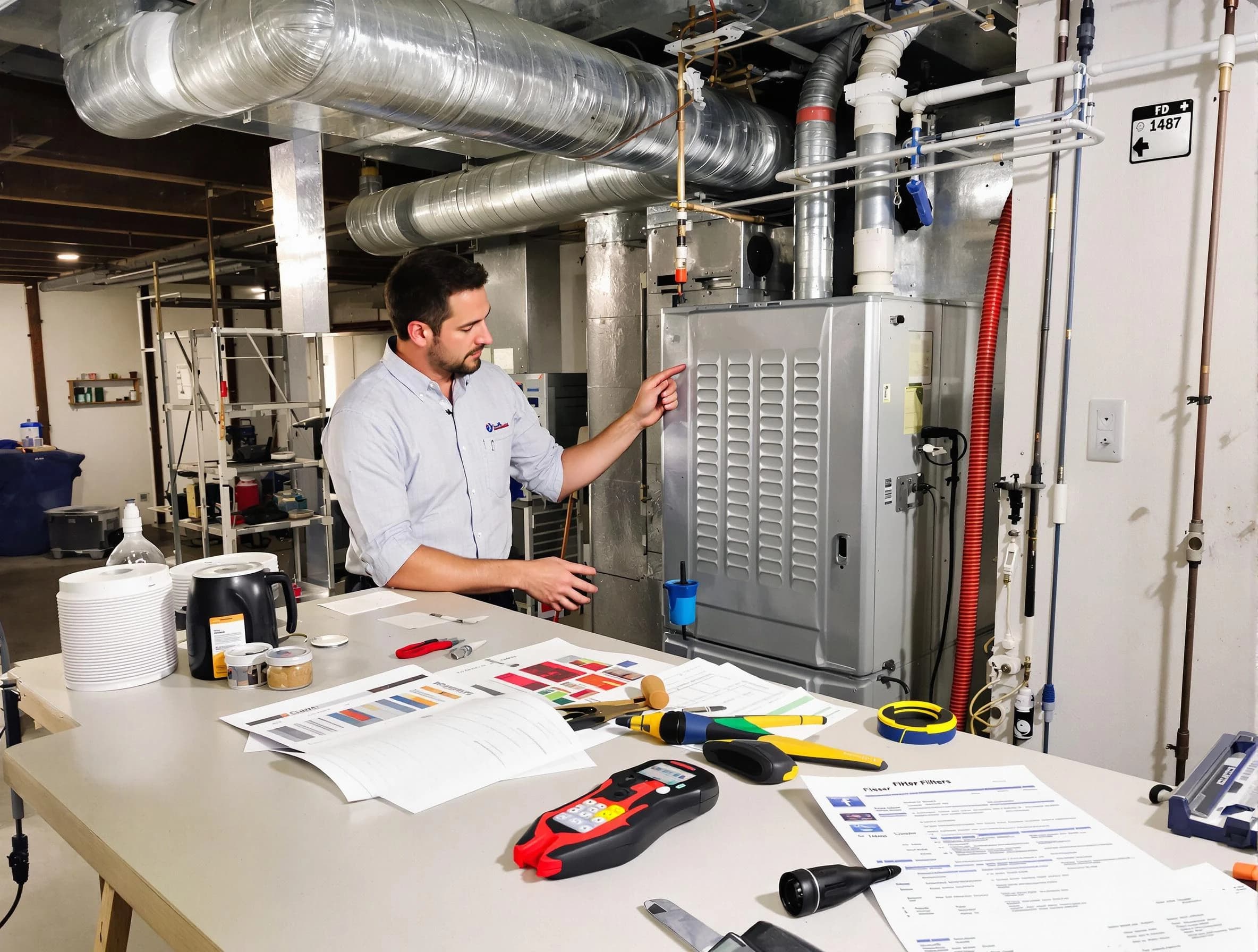 Harrison Air Duct Cleaning inspector conducting detailed filter system evaluation using professional diagnostic tools in Harrison