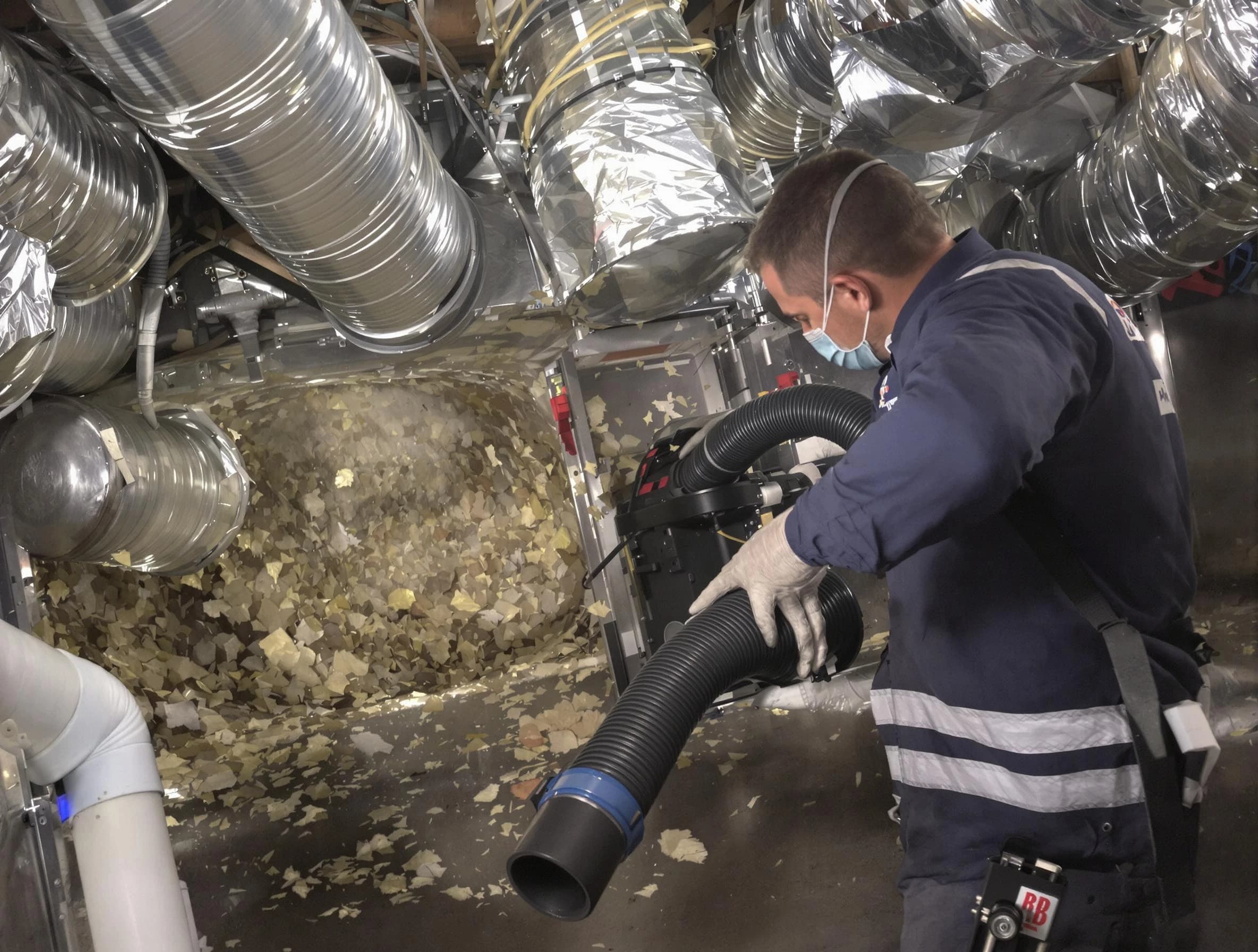Harrison Air Duct Cleaning specialist operating negative pressure cleaning equipment for thorough duct maintenance in Harrison