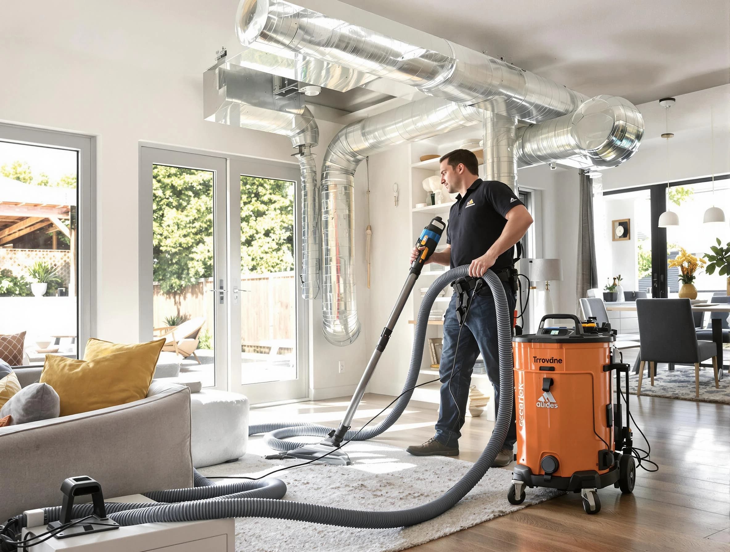 Harrison Air Duct Cleaning specialist performing thorough residential duct cleaning using advanced equipment in Harrison