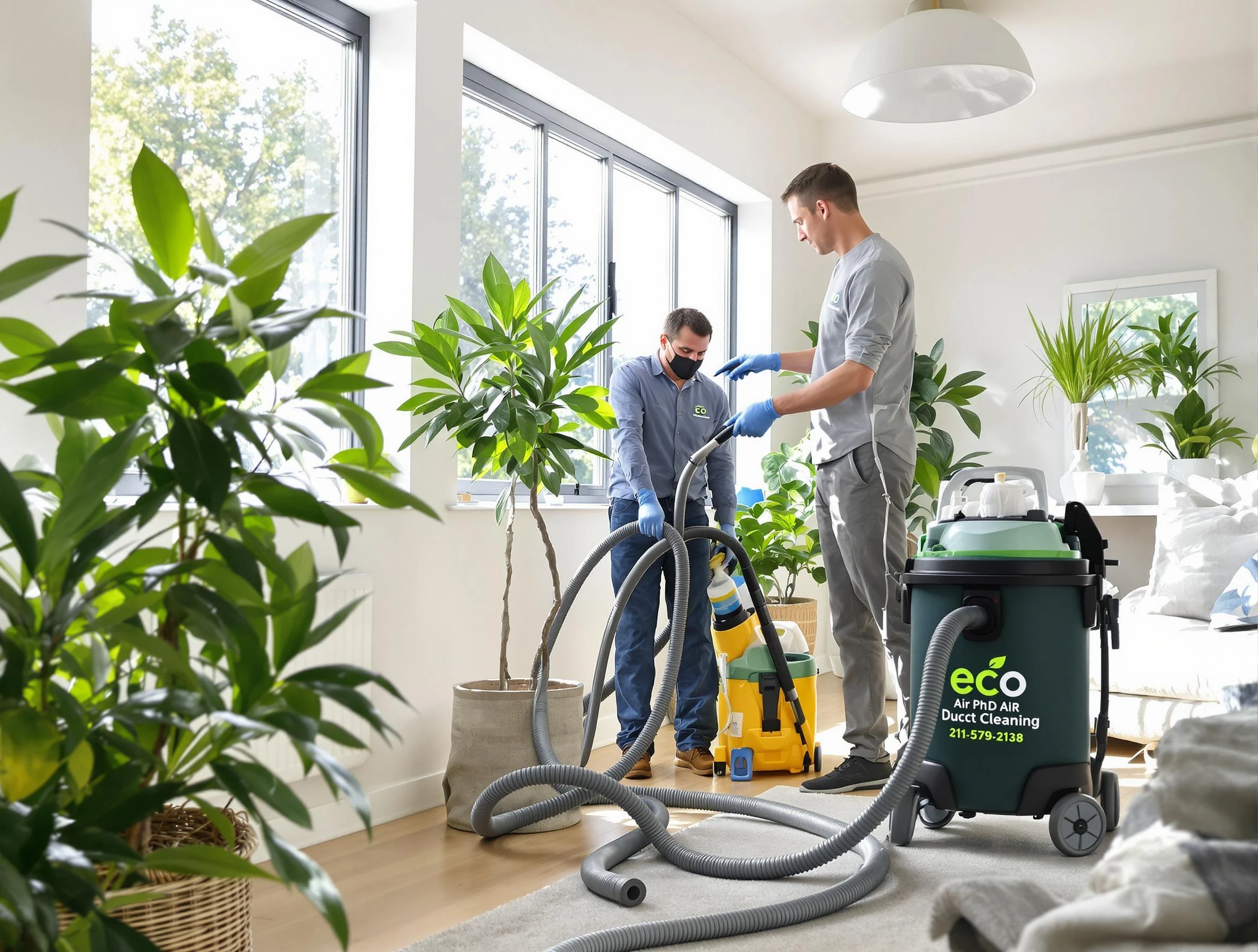 Harrison Air Duct Cleaning technician performing eco-friendly duct cleaning using sustainable methods in Harrison