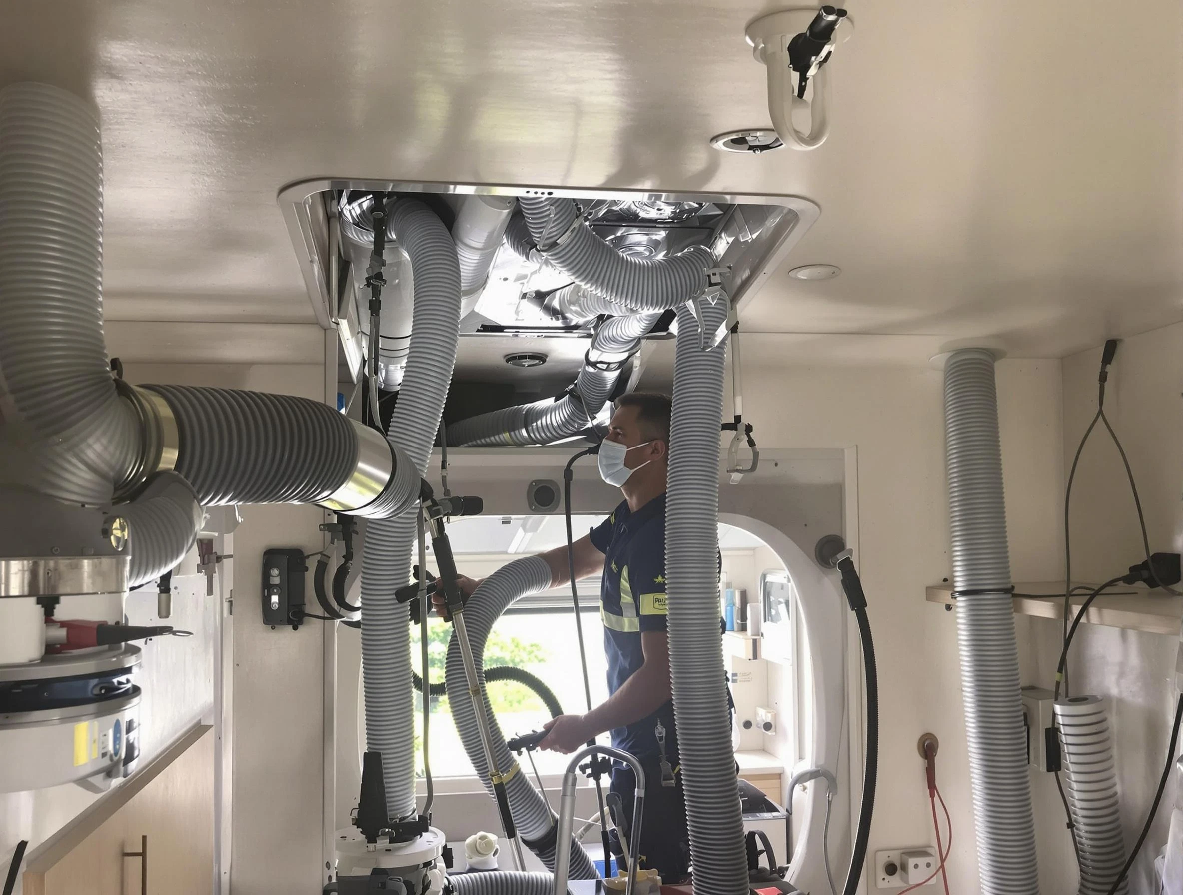 Harrison Air Duct Cleaning specialist performing precise mobile home duct cleaning in Harrison