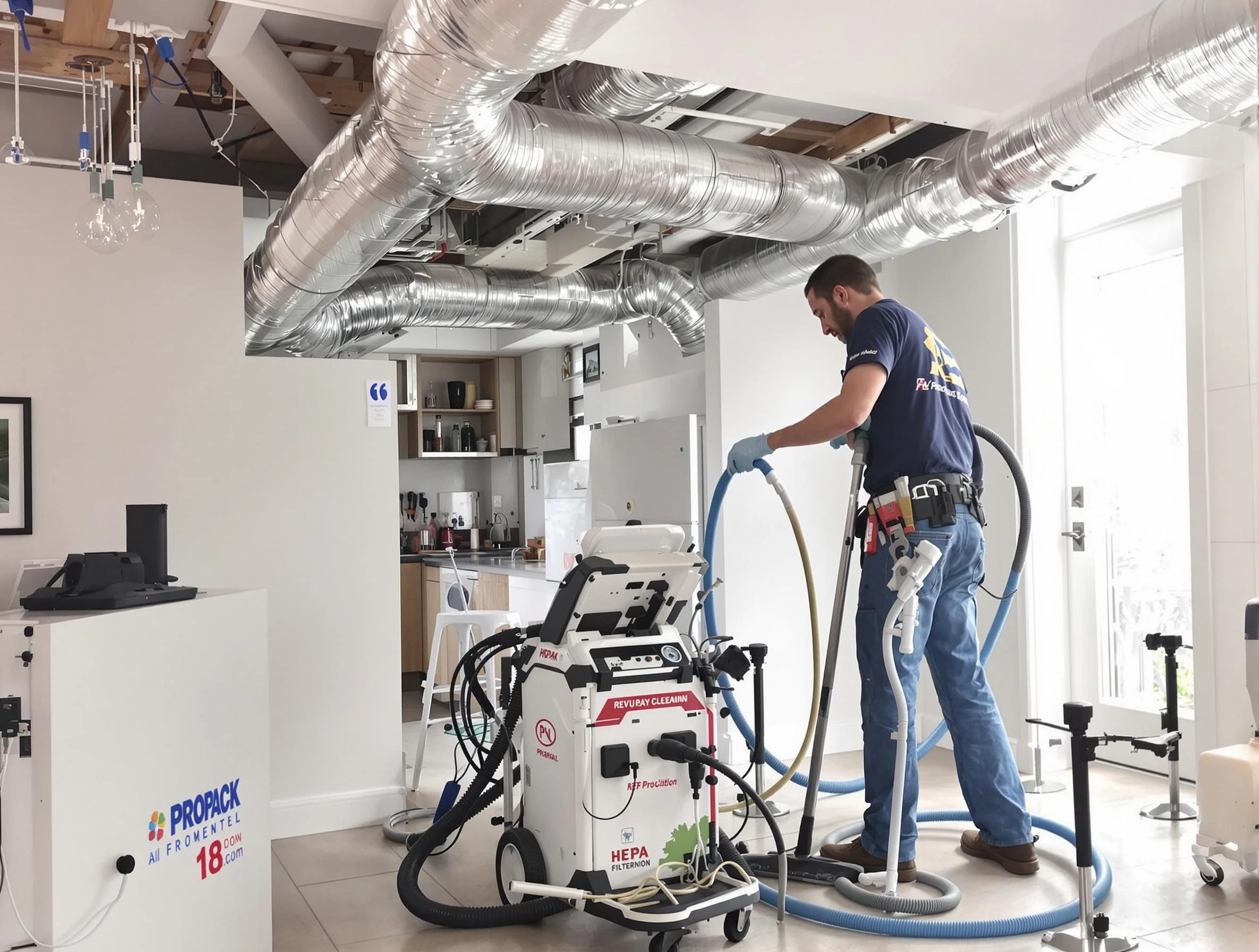 Harrison Air Duct Cleaning technician performing advanced pure duct cleaning with specialized equipment in Harrison